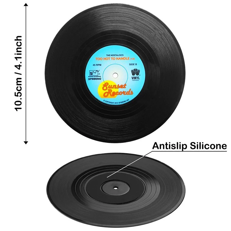 Ретро виниловые бирдекели, Настольный коврик для чашки, домашний декор, cd пластинка, кофе, напиток, салфетки под чашки, вечерние декоративная столовая посуда, чашки, принадлежности