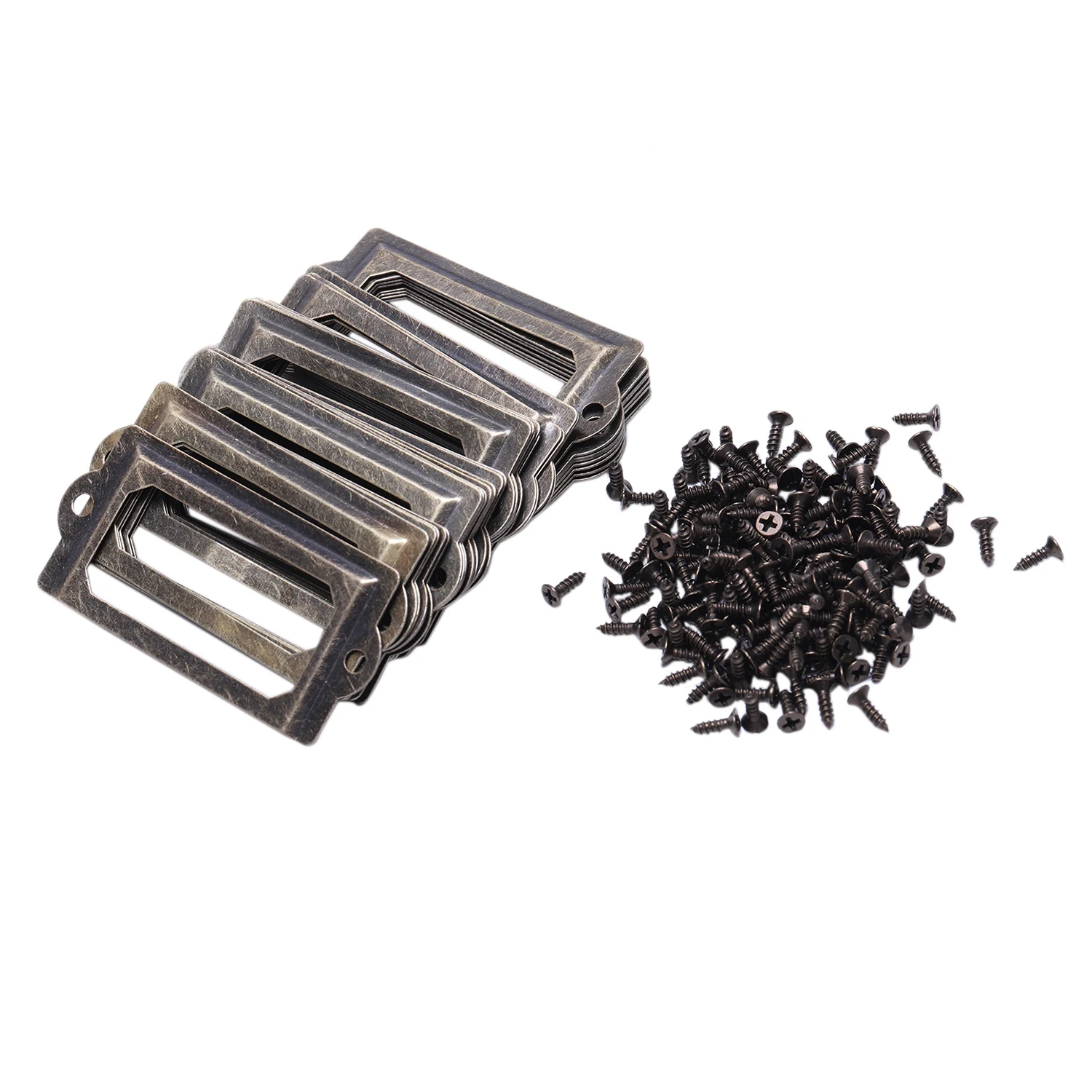 

GYTB 30 Pcs Name Label Frame Door Handle Frame Metal Bronze Retro Vintage Acienne Decoration Door Cabinet Drawer + Screw