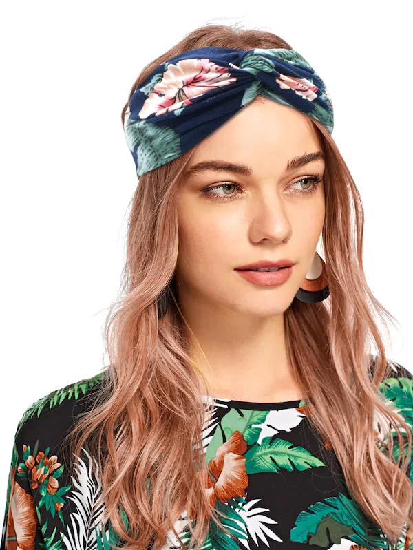 Женские хлопковые эластичные повязки на голову с цветочным принтом, тюрбан, Спортивная бандана, аксессуары для волос, повязки на голову, резинки для волос