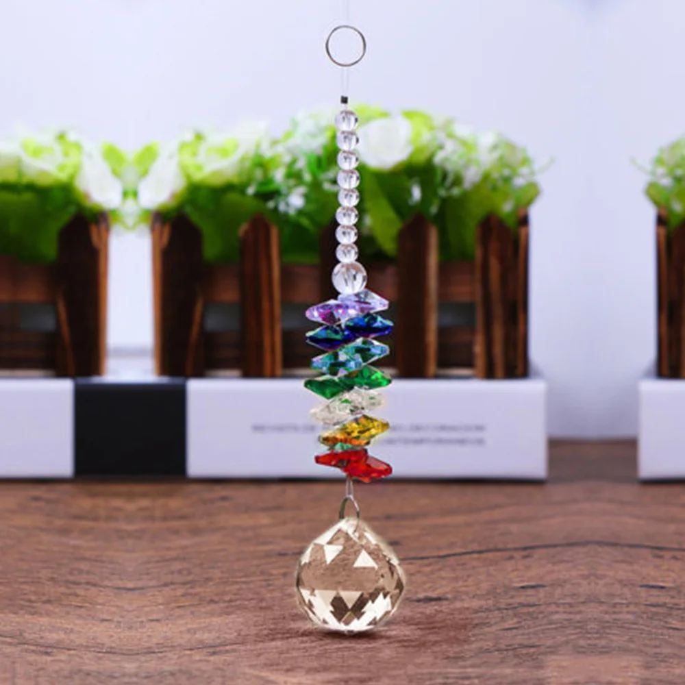 

Crystal Ball Window Hanging Rainbow Pendant Wind Chimes Home Light Garden Decorations Hanging Ornament Decor