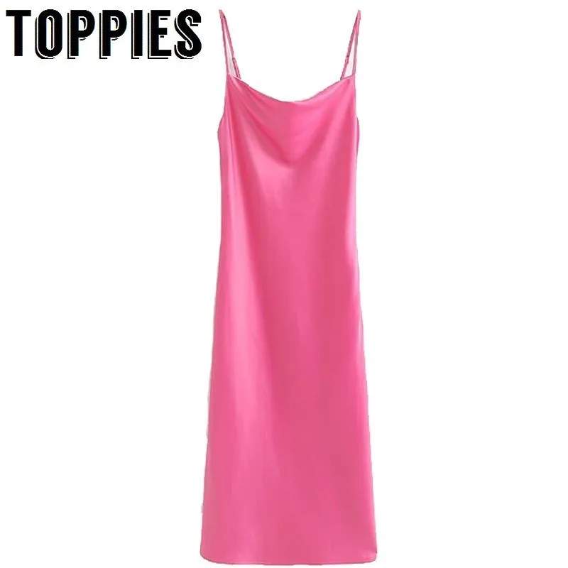 Preise 2019 Sexy Silk Langes Kleid Frauen Rosa Leibchen Kleid Sommer Camisoles Elegante Party Tragen Vestidos Mujer