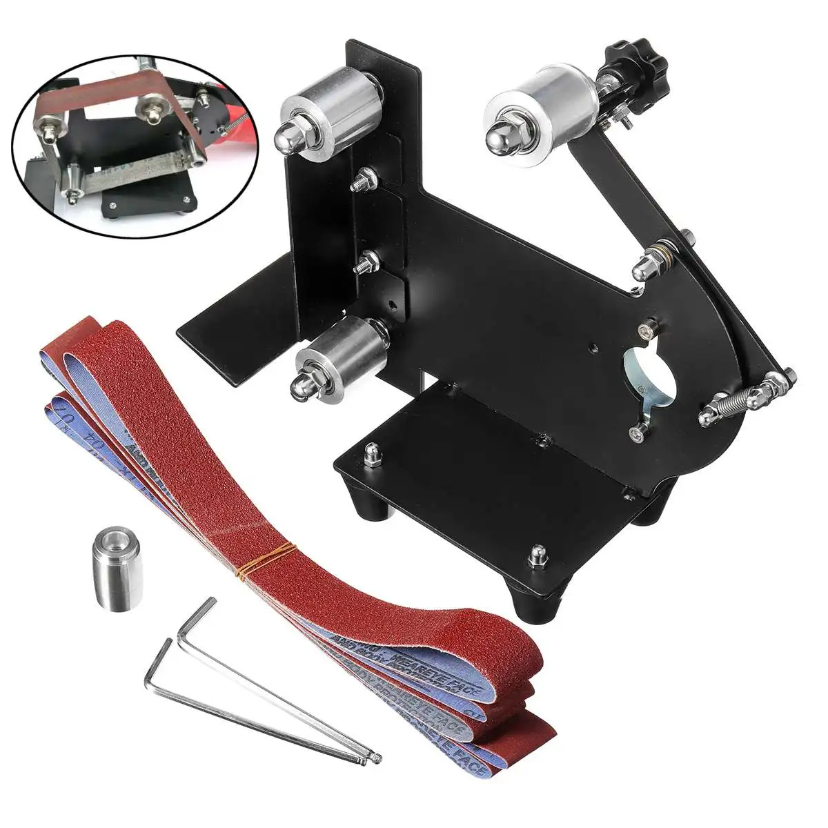 

10mm Angle Grinder Sanding Belt Rack Sander Attachment Metal Wood Sanding Adapter Machine Polishing Woodworking Tools Set