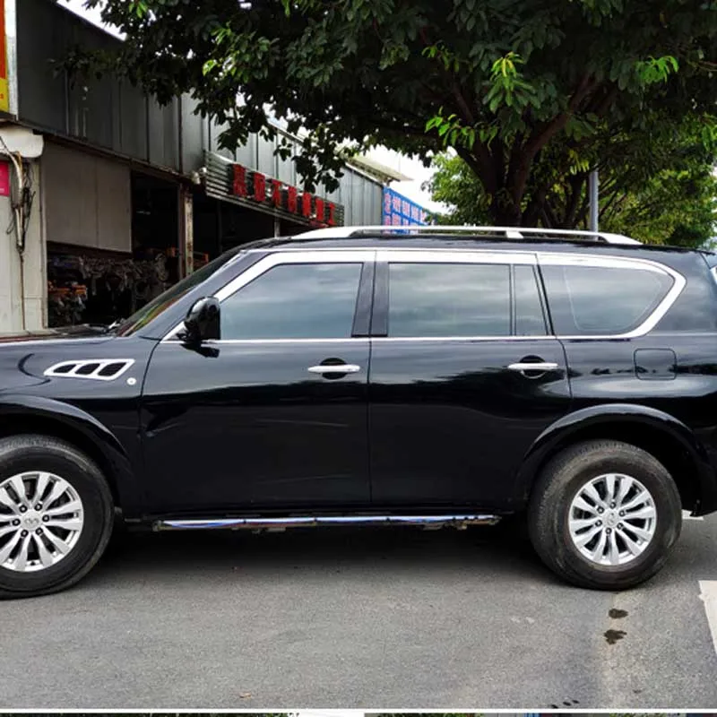 

Brand New 1 Set Windows Chrome Vent Visors Rain Guard Sun Shield Deflectors For NIssan Patrol 2014-2019