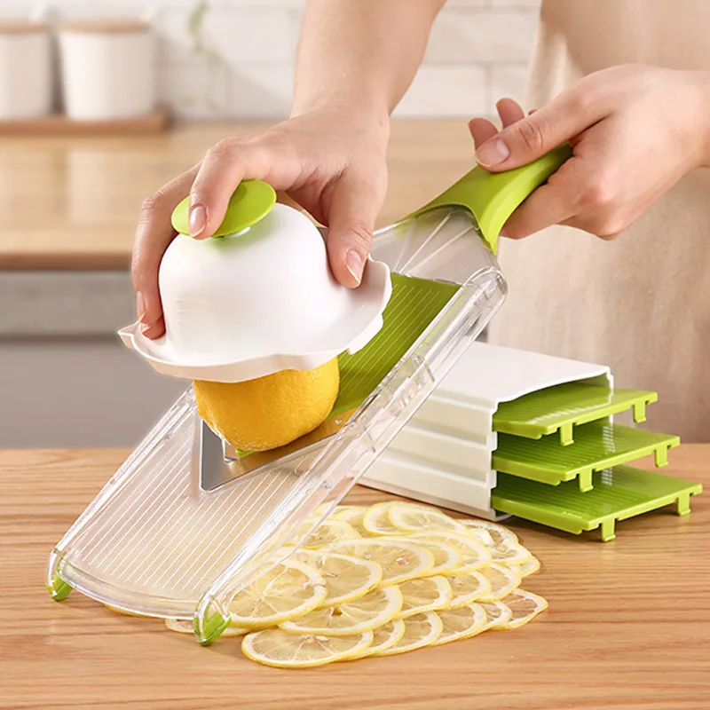

4 Blade Adjustable Mandoline Slicer Fruit V Slicer Vegetable Julienne Cutter Lemon Slicing Tool