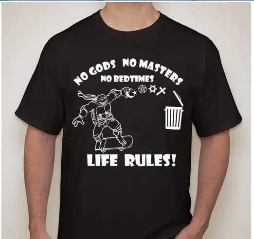 

NO GODS NO NO BEDTIMES Atheist T shirt anarchy Trash religions Summer T Shirt Brand Fitness Body Building Retro