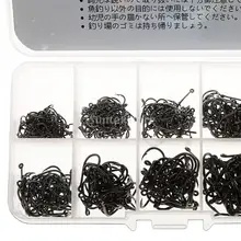 3-12#500 шт Черный Ассорти заточенный для рыбалки круглые Крючки приманки с коробкой для снастей