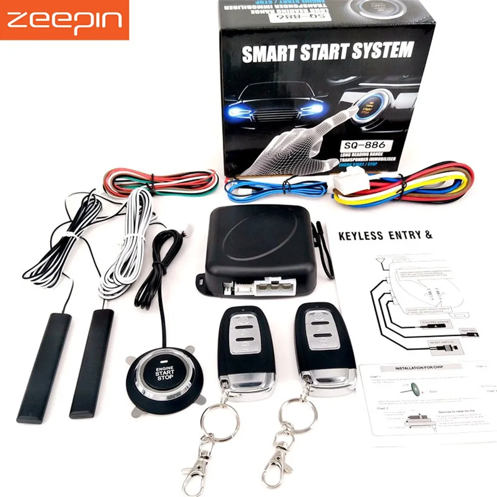 

Auto Car PKE Keyless Entry Alarm System PushStart Button Remote Starting Device Anti-Theft System