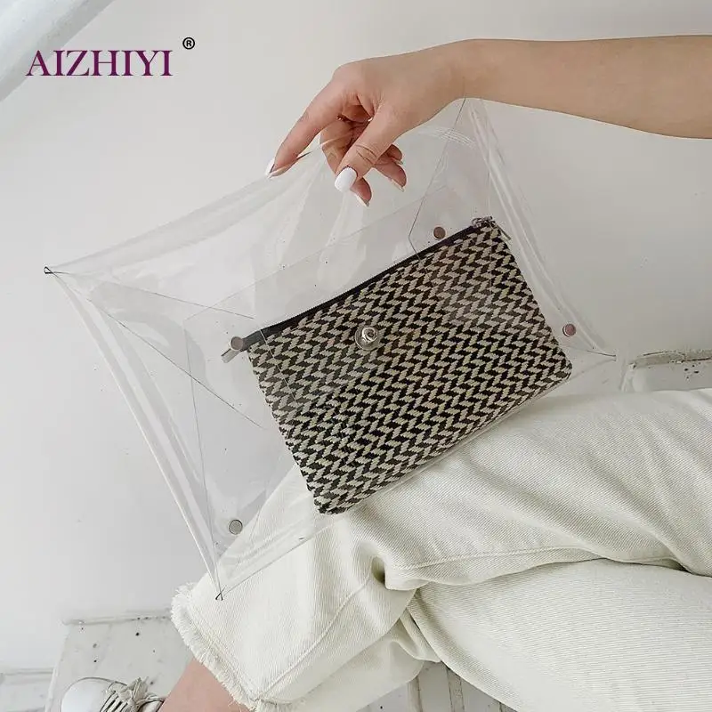 

Girls Large Transparent PVC Envelope Clutch Female Casual Clear Evening Party Handbag Women Purse Totes torebki damskie