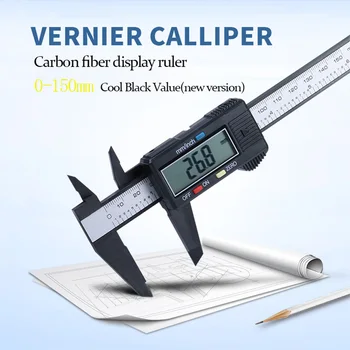 

150mm 6inch LCD Digital Electronic Fiber Vernier Caliper Gauge Micrometer Measuring Tool Ruler Digital Caliper Cool Black/Sliver