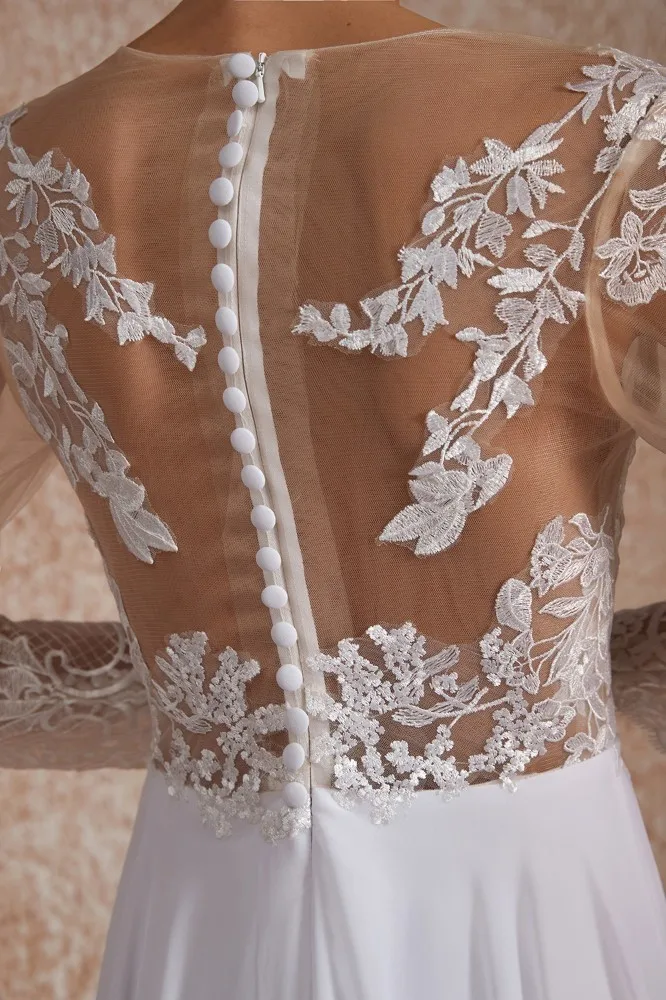 Женское шифоновое платье Vivian's Bridal элегантное пляжное с длинным рукавом и