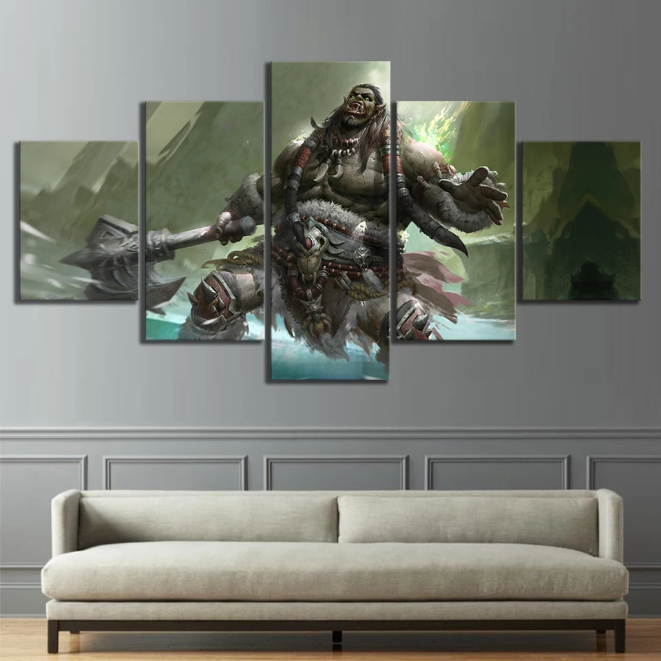  Home Decor Modular Canvas Picture 5 Piece WOW Warcraft DOTA 2 Classic Game Painting Poster Wall For