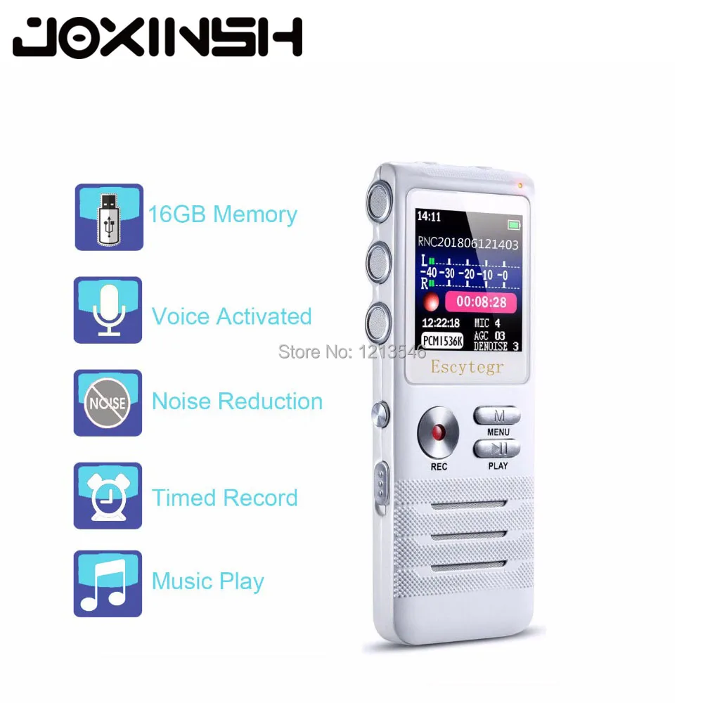 

8GB Digital Voice Recorder with Double Microphone HD Recording Premium Metal Case Mic and Dictaphone USB MP3 Free Headphones