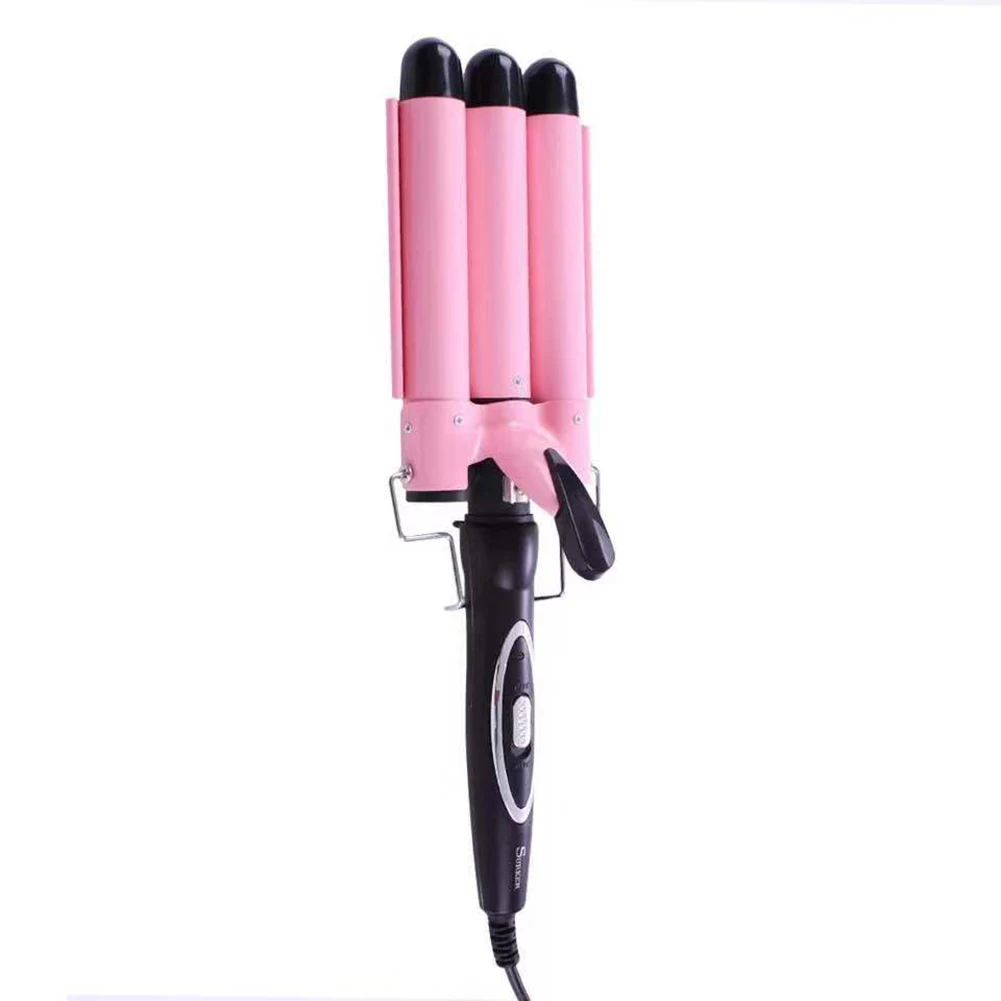 

SURKER Three Barrel Curling Iron Wand with LCD Temperature Display - 1 Inch Ceramic Tourmaline Triple Barrels, Dual Voltage Cr