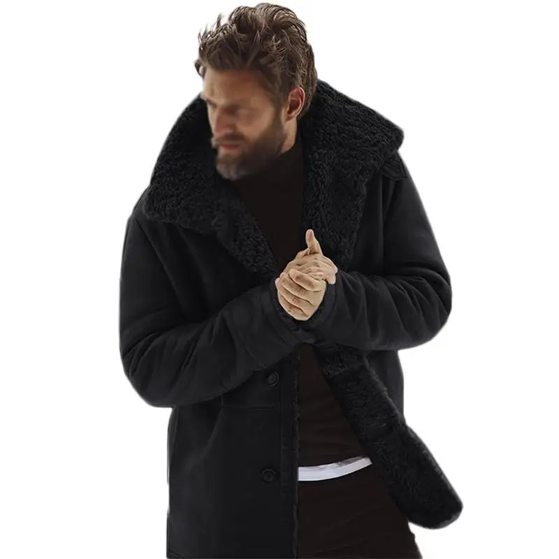 MR K куртки мужские мужские флисовые пальто уличная хип-хоп теплая плюшевый мишка подкладка лацканы хлопок кнопка верхняя одежда пальто мужской пиджак