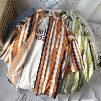 

Summer New Dress Shirt Men Fashion Striped Business Casual Shirt Man Streetwear Trend Wild Loose Short-sleeved Shirt M-2XL