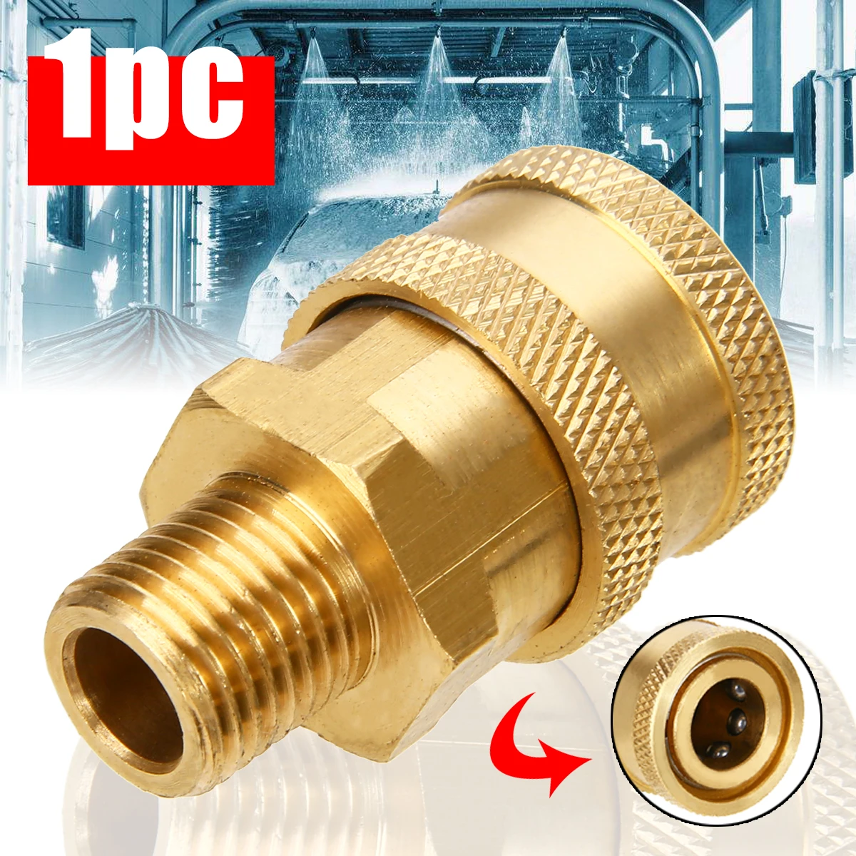 1pc 4000psi Pressure Washer Quick Connect Coupler Converter 1/4" Male