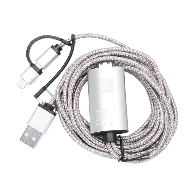 3 в 1 8 м Hdmi кабель Hdtv адаптер нейлоновый Плетеный av для Micro Usb/type C к 1080P Ios телефона