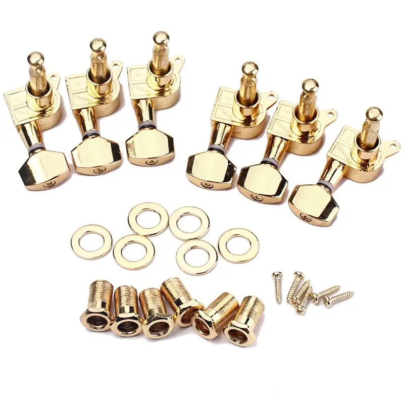 

Gold Electric Guitar String Inline 6L Tuning Pegs Machine Heads Tuners Keys