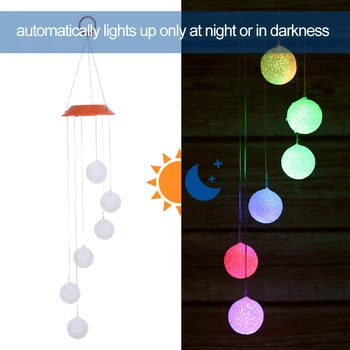 

Solar Garden Light Color Changing Solar Lamp Wind Chime Six Balls Mobile Romantic Wind-Bell Outdoor LED Hanging Night Lights