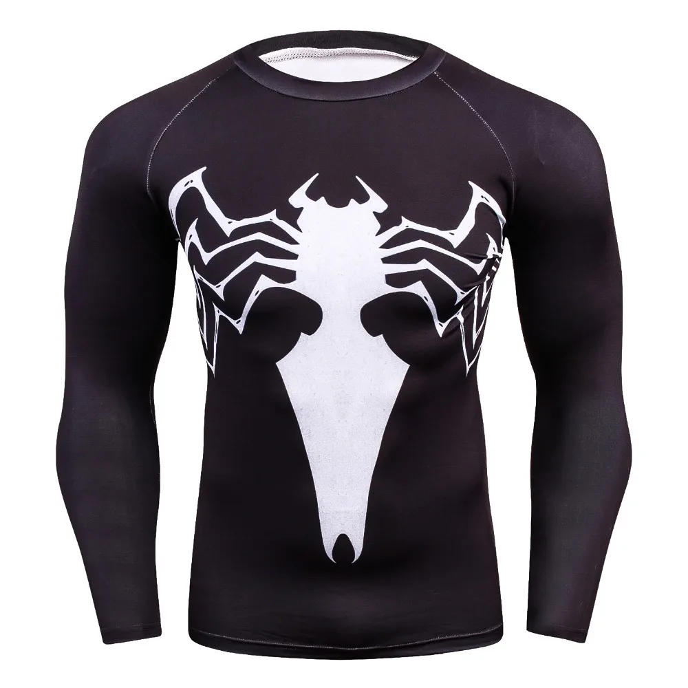 سبايدرمان ضغط تي شيرت Rashguard إبقاء صالح اللياقة البدنية طويلة الأكمام قاعدة طبقة الجلد ضيق الاثقال مطاطا قمصان رجالي