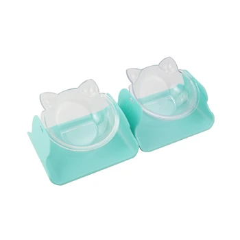 

New-Pet Bowl Adjustable 15 Degree Inclined Cat Rice Bowl Cat Food Water Bowl Transparent Non-Slip Bowl