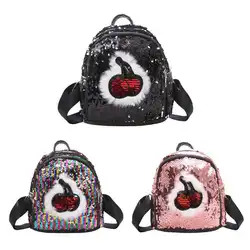 Блестки вишня рюкзак для девочек-подростков школьная сумка на плечо женские сумки с блестками