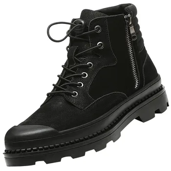 

Man Spring Outdoors Camping Trekking Riding Working Cowhide Boots High Tube Cotton-padded Shoes