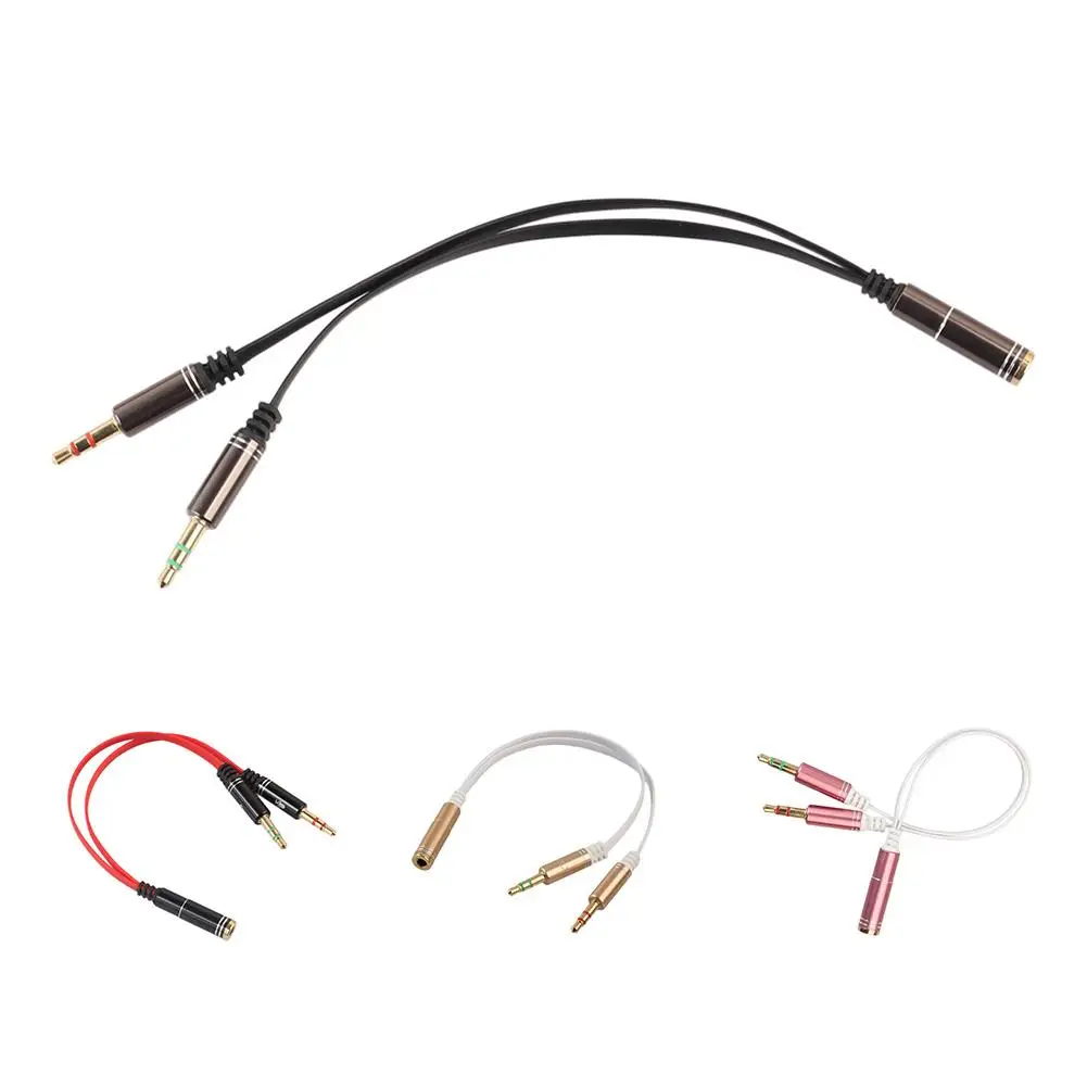 

3.5mm Portable 2 Male to 1 Female Jack Audio Mic Headset Splitter Adapter Cable