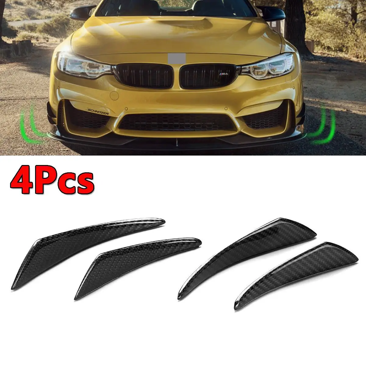 4 Pcs Carbon Fiber Bumper Fender Side Shark Fins Canards Splitters For Lexus