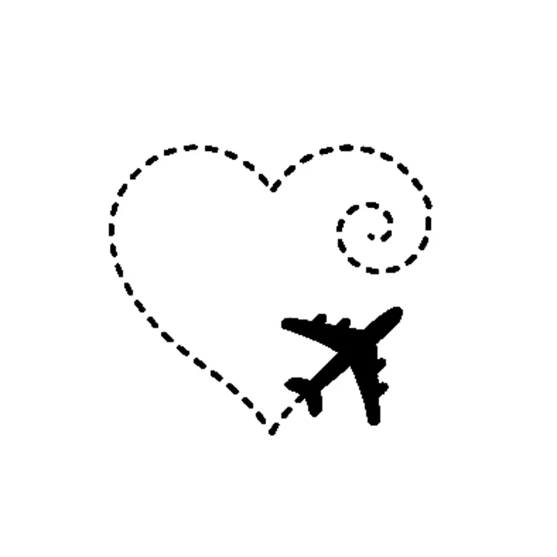 

15.5CM*13.9CM Airplane Drawing A Heart Swirl Love Sweet Vinyl Motorcycle Car Sticker Decal Graphical