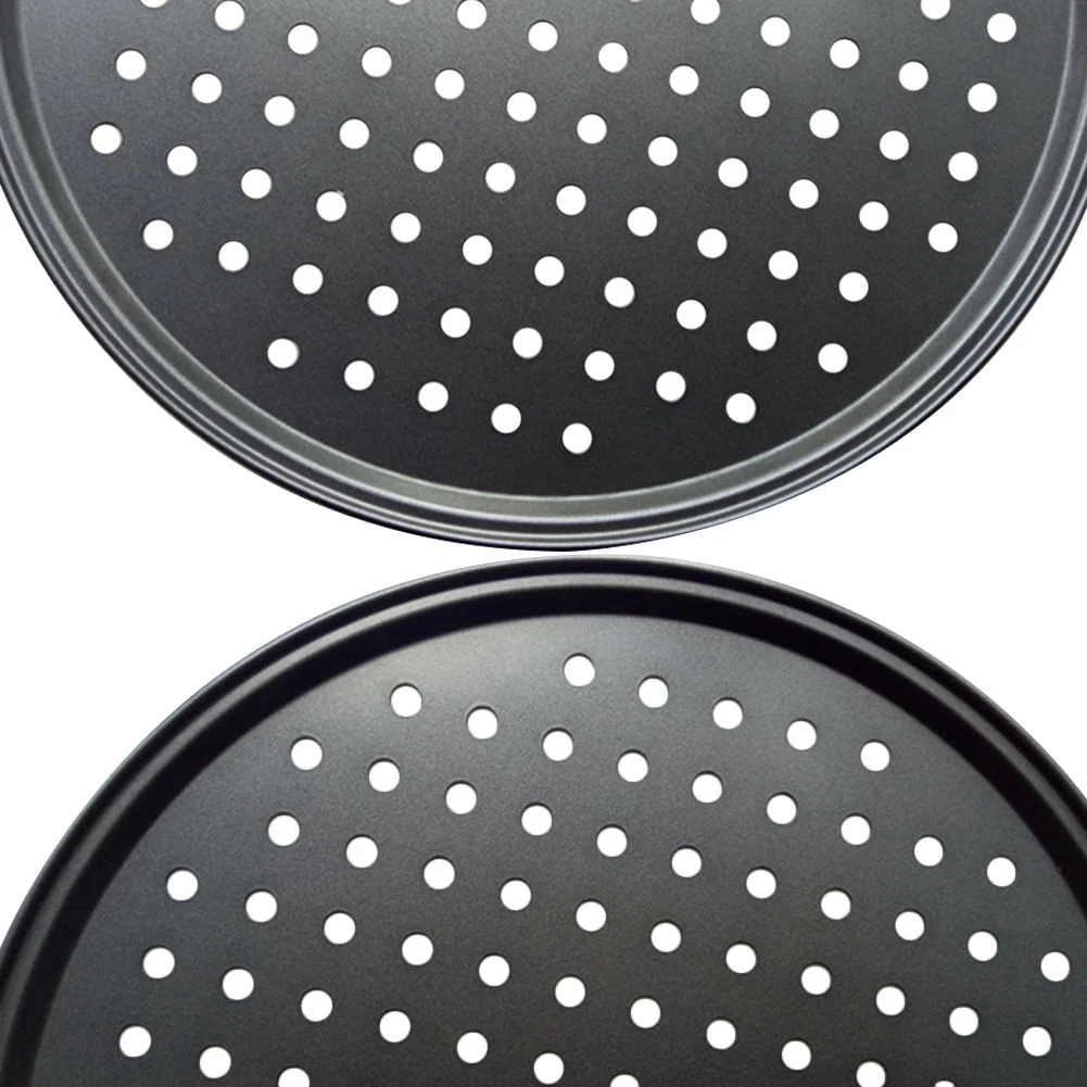2Pcs Pizza pan Baking Utensil 12-Inch User-Friendly Pizza Baking Pan Non-Stick Cooking Dishes