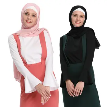 

Muslim Women Tops Undershirt Abaya Long Sleeve Tight T-Shirt Blouse Horn Sleeve O-neck Casual Islamic Clothing Turkey Arab New
