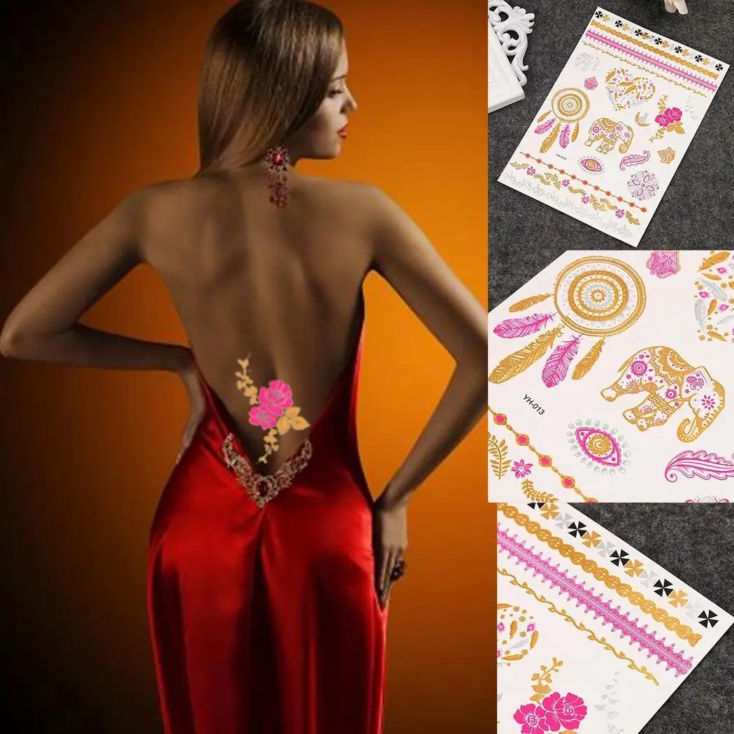 Purple and Gold Sexy Body Art Nontoxic + Tattoo Design Temporary Stickers | Красота и здоровье