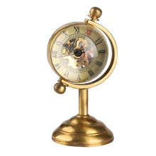 Ретро Медный вращающийся глобус Золотой Стол Механические карманные часы ручной обмотки движение офис роскошные украшения как коллекционные