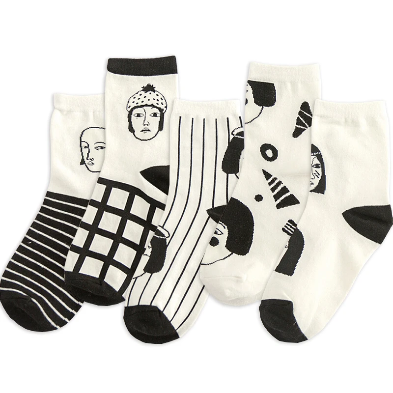 Теплые белые удобные эластичные мягкие хлопковые носки с забавными полосками, свободный размер, Лидер продаж, классные регулируемые хипстерские носки, 1 пара, подарки