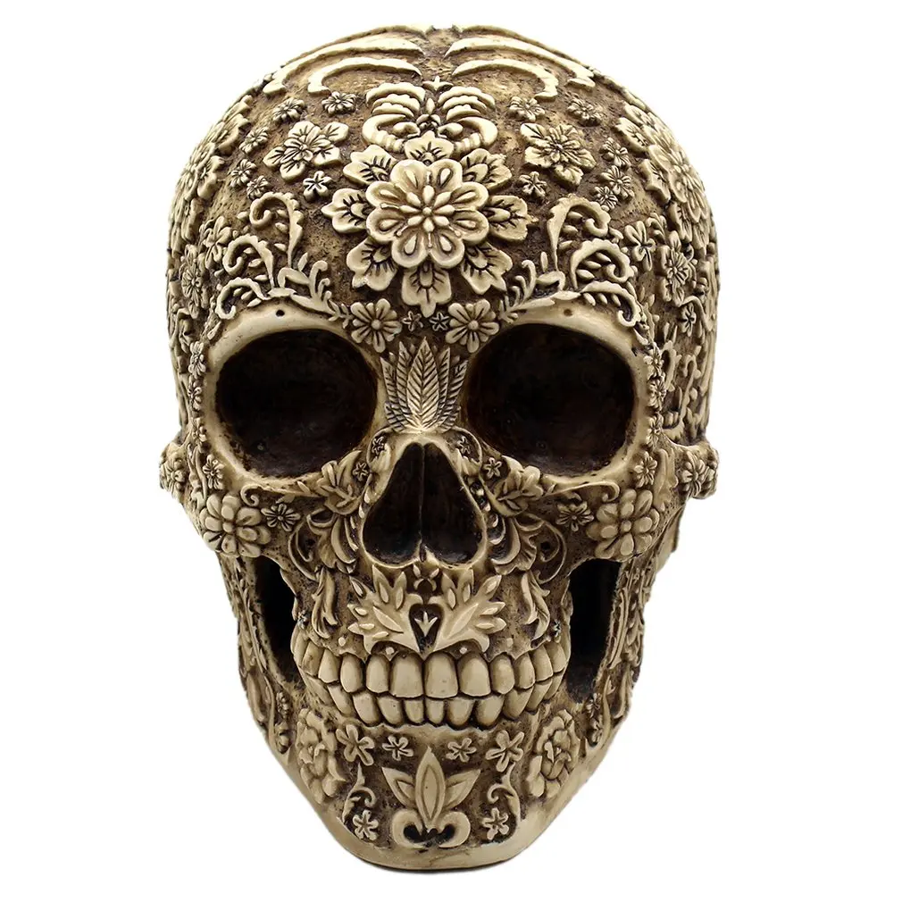 

Horror Home Table Grade Decorative Craft Human Horror Resin Skull Bone Skeletons Halloween Decoration Flower Skeleton