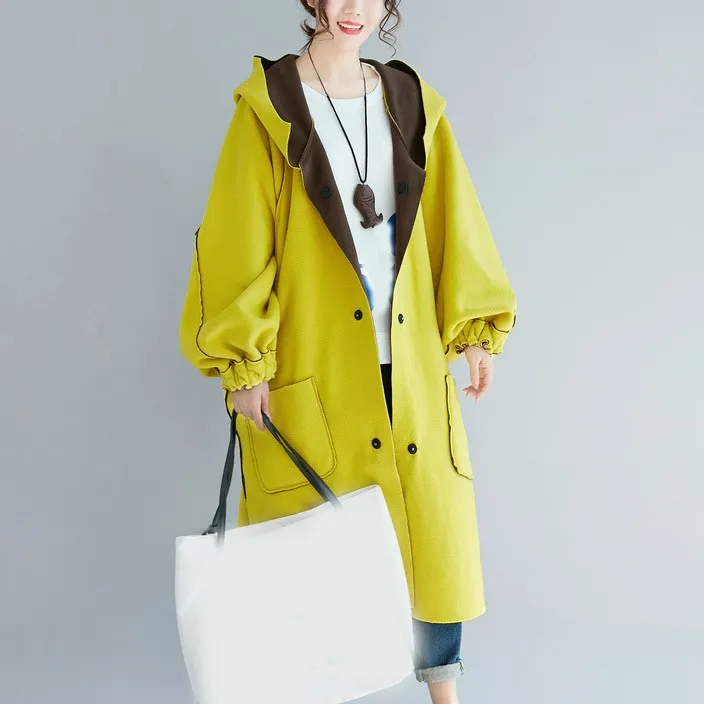 New 2018 Fashion Winter Hooded Jacket Pockets Warm Both Sides Wear Wool Blends Coat Loose Lantern Sleeve Female Coats Outwear New 2018 Fashion Winter Hooded Jacket Pockets Warm Both Sides Wear Wool Blends Coat Loose Lantern Sleeve Female Coats Outwear