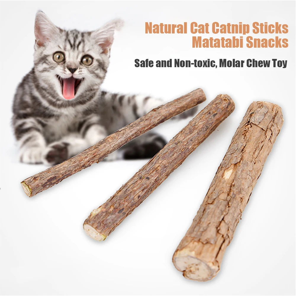 

Natural Cat Catnip Toy Sticks Matatabi Snacks Molar Chew Toy Dental Cleaning Teeth Wood Stick for Pet Cat Kitten Pet Supplies