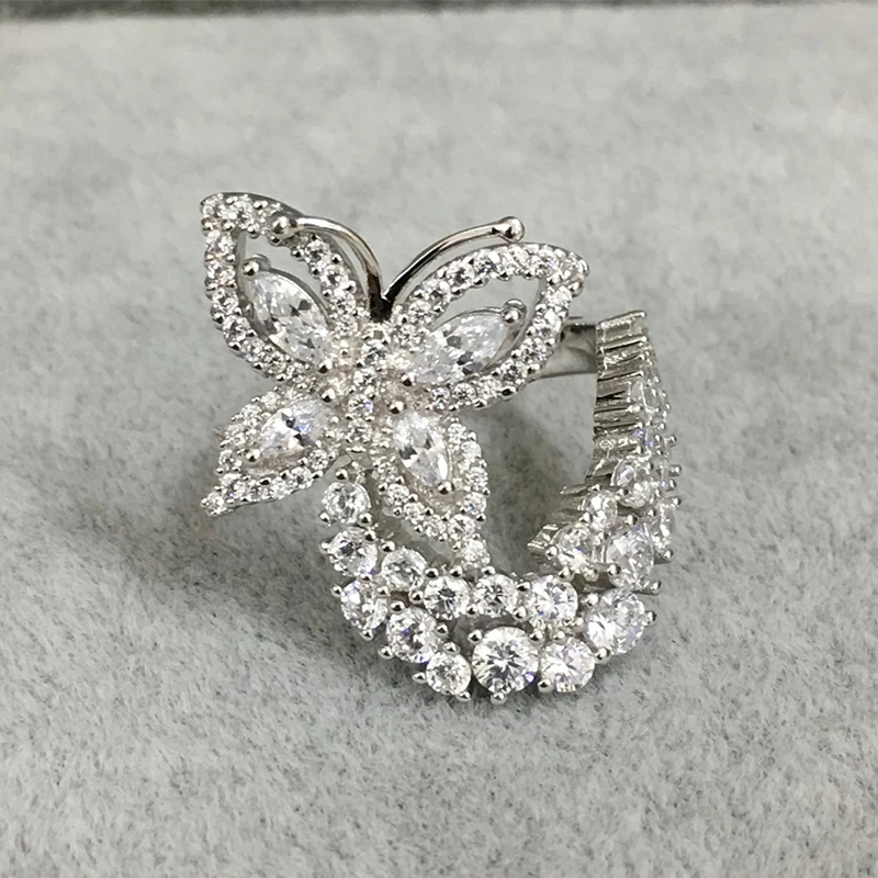 

Fits Ring Monaco Jewelry with Glamour Women's Jewelry Party Gifts 925 Sterling Silver Micro-set Zircon Butterfly Ring