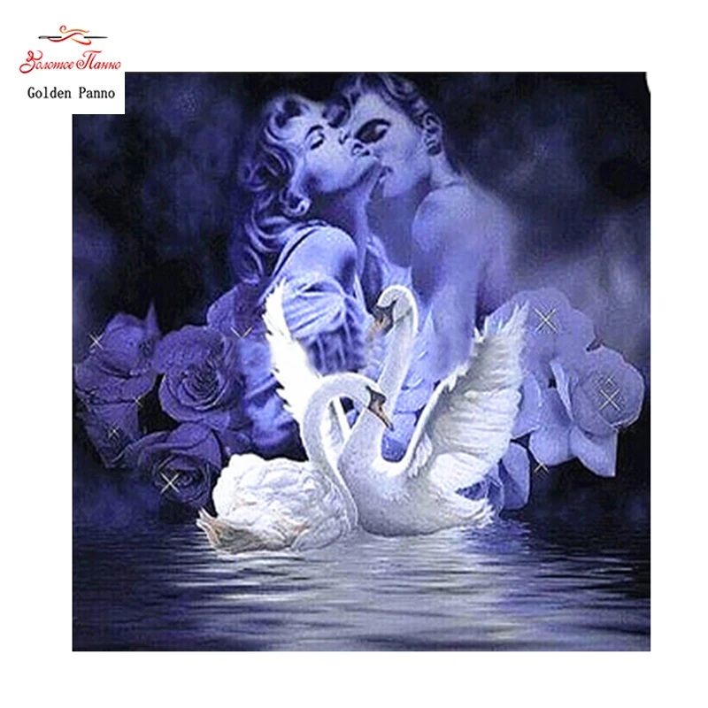 

GOLDEN PANNO Diamond Painting Full Square 5D Diy Daimond Embroidery Diamant Mosaic Sale Displasy Broderie Diamant Swan Couple 02