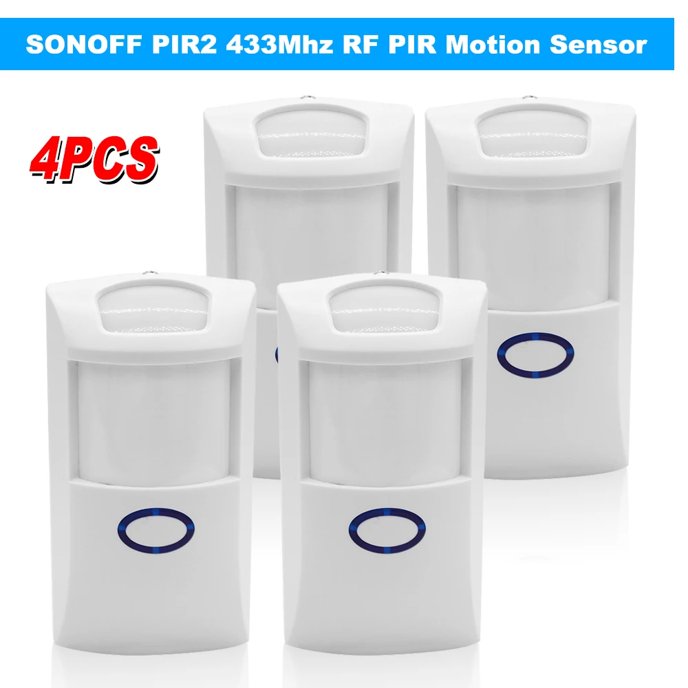 

4PCS SONOFF PIR2 Wireless Dual Infrared Detector 433Mhz RF PIR Motion Sensor Smart Home Automation Security Alarm System