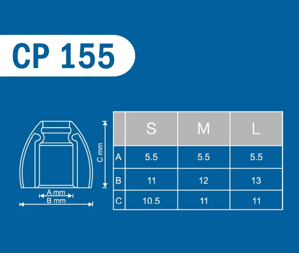 SpinFit CP155 5,5 мм запатентованные высококачественные силиконовые наушники для наушников-вкладышей(1 пара