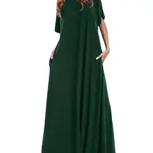 Длинное платье макси размера плюс, ZANZEA, женское платье с рукавом средней длины и круглым вырезом, винтажное повседневное Свободное длинное элегантное платье бодикон Vestidos