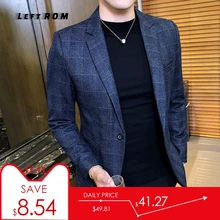 Винтажный клетчатый Блейзер, британский стиль, Мужской Блейзер, пиджак, деловой Повседневный Блейзер на одной пуговице для мужчин, обычный, Abrigo Hombre