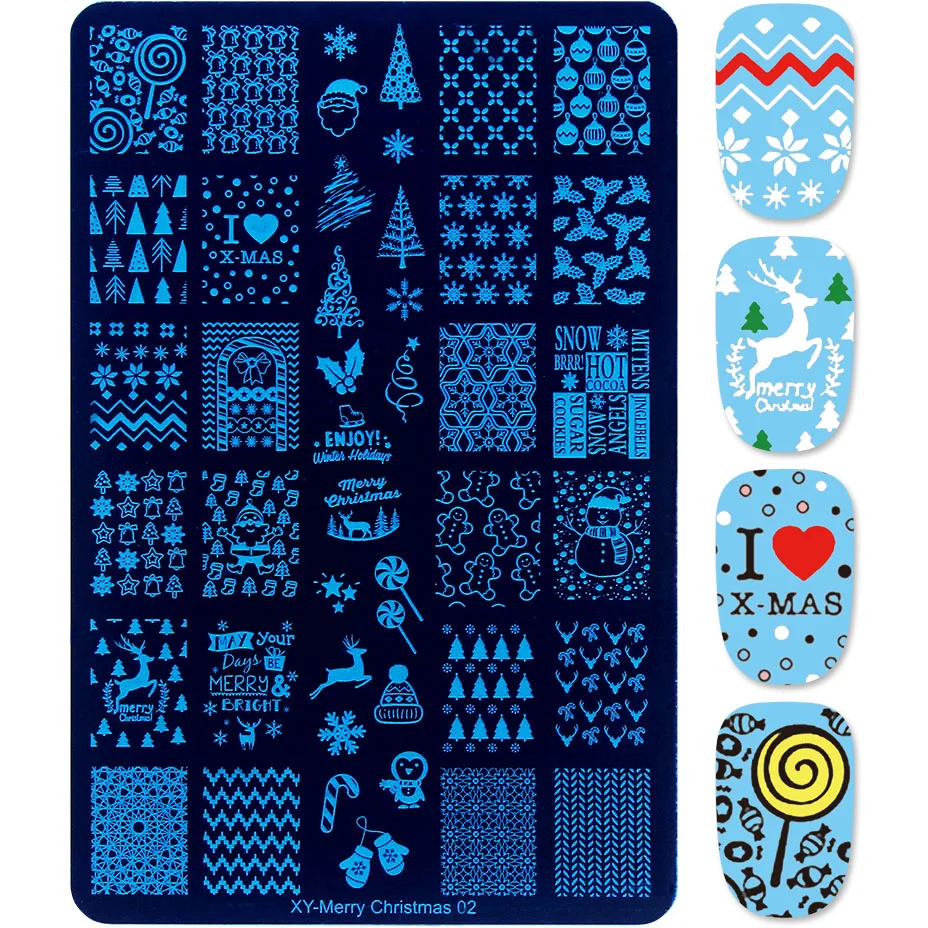 

New Year Christmas Nail Stamping Plates Celebration Series Snowman Pattern Stainless Steel Nail Art Manicure Template 14.5*9.5cm