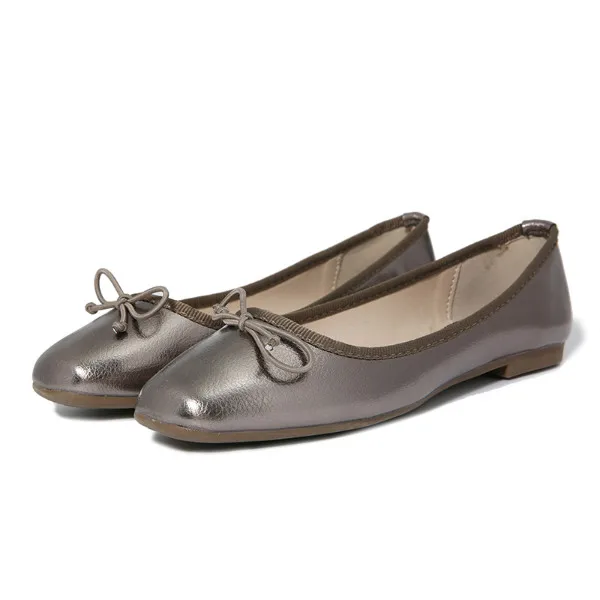 

NIS Women Ballet Flats, Black/Gold/Gun Silver Butterfly-knot Ballerina Flat Shoes, Ladies Soft Loafers, Pointed Toe Slip On Shoe