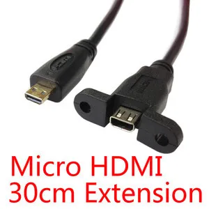

10pcs/lot CY CY 30cm HDMI 1.4 Version D Type Micro HDMI Male to Female Extension Panel Mount Cable Support 3D 1080P
