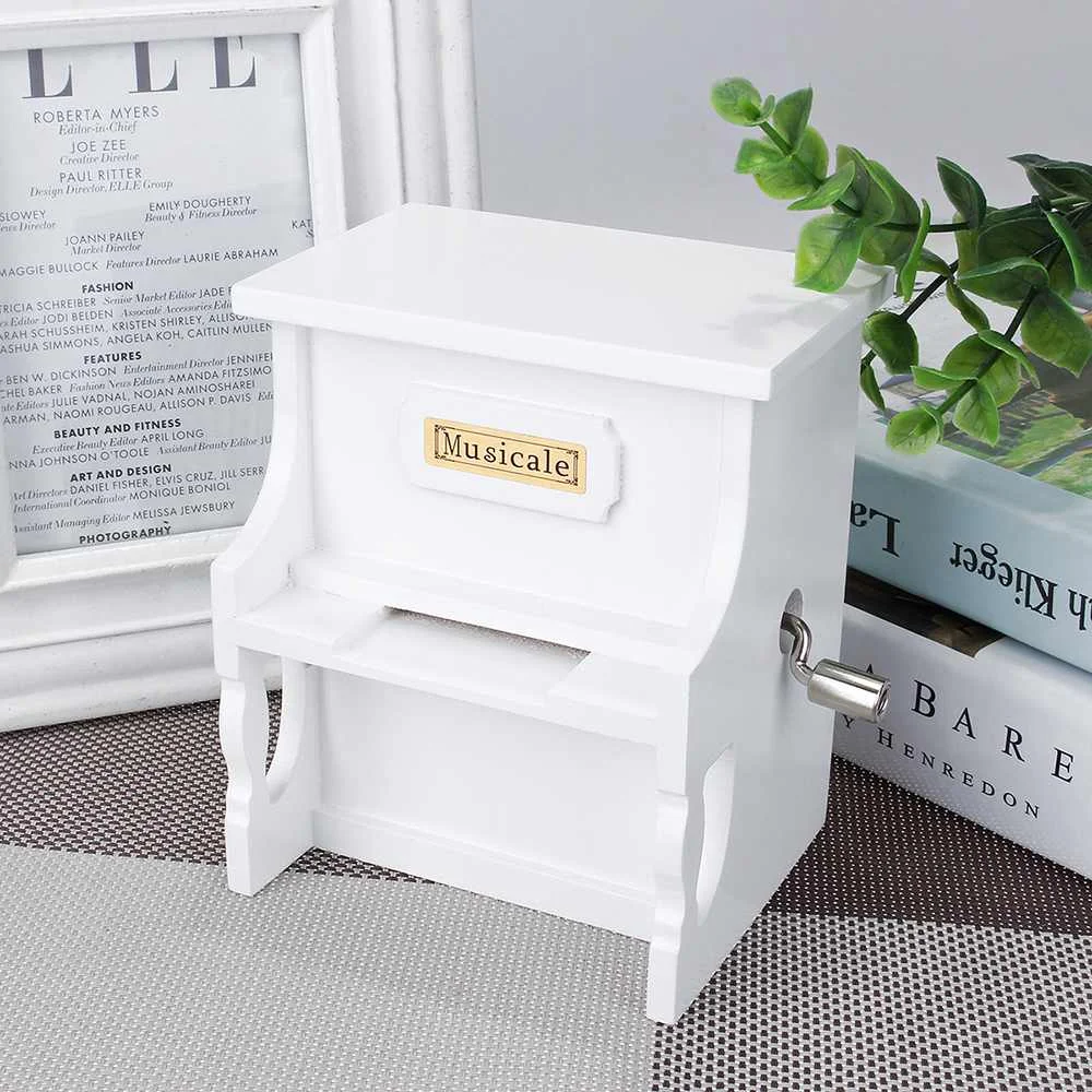 

Kids Musical Instrument Toys Hand-cranked Mechanism Piano Music Box With Hole Puncher And Paper Tapes DIY Toys