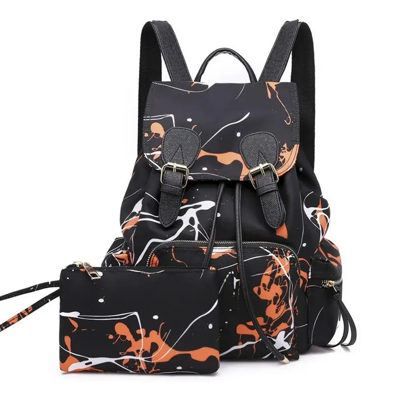 

Fashion Nylon School Bag Backpacks For Girls Teens Casual Graffiti Women's Backpack with Clutch Bag Travel Female Rucksacks