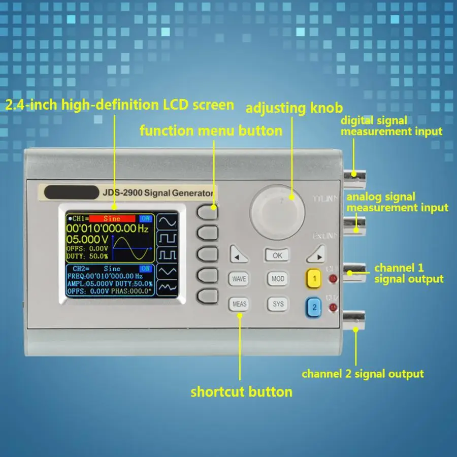 Цифровой осциллограф AC100-240V источник сигнала JDS2900 DDS функция генератор сигналов счетчик логический анализатор